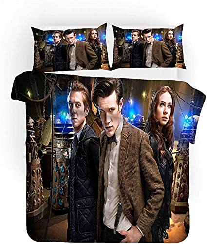 ESAAH Doctor Who Bettwäsche Set, 3D Digitaldruck Bettbezug Mit Kopfkissenbezug,Mikrofaser,Kinder Und Jugendliche Bettwäsche (A2,135x200cm+80x80cmx1) von ESAAH