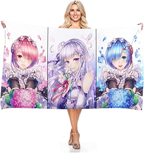 ESAAH Kinderstrandtuch,Anime Strandtuch Mikrofaser Badetuch Saugfähig Schnell Trocken Pflegeleicht geeignet für Bad Strand Picknick (A5,100x180cm) von ESAAH