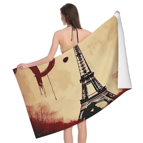Badetuch, Motiv: Eiffelturm, Motiv: Paris, personalisierbar, superfeines Faser-Handtuch mit einzigartigen Mustern von ESASAM