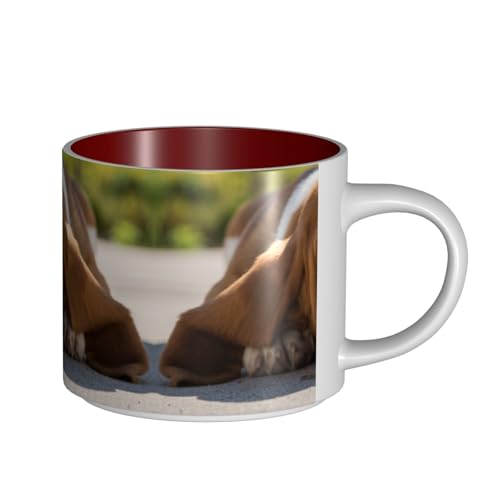 Basset Hound Keramiktasse mit großem Fassungsvermögen, zarter Körper, dicker Körper, einfach und elegant von ESASAM