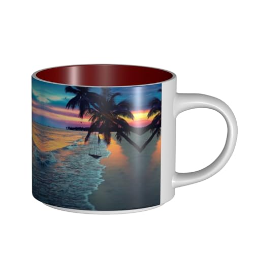 Coconut Beach Sunset Hammock Large Capacity Ceramic Mug, Delicate Body, Thick Body, Simple and Elegant von ESASAM