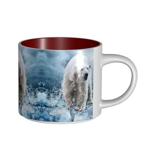 Cooler weißer Eisbär-Keramikbecher mit großem Fassungsvermögen, zarter Körper, dicker Körper, einfach und elegant Cooler weißer Eisbär-Keramikbecher mit großem Fassungsvermögen, zarter Körper, dicker Körper, einfach und elegant von ESASAM