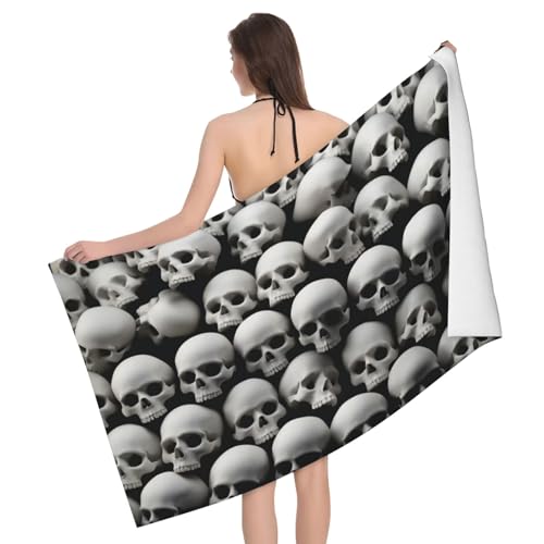 ESASAM Badetuch mit Totenkopf-Motiv 2, personalisierbar, superfeines Faser-Handtuch mit einzigartigen Mustern von ESASAM