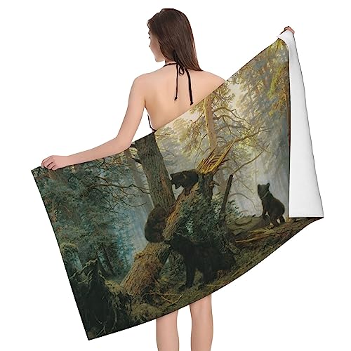 ESASAM Badetuch mit schwarzem Bärenmotiv, personalisierbar, superfeines Faser-Handtuch mit einzigartigen Mustern ESASAM Badetuch mit schwarzem Bärenmotiv, personalisierbar, superfeines Faser-Handtuch mit einzigartigen Mustern von ESASAM