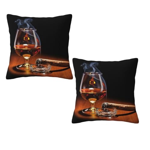 ESASAM Cigar And Whiskey Stylish And Multifunctional Linen Pillowcase, Thick And Durable von ESASAM