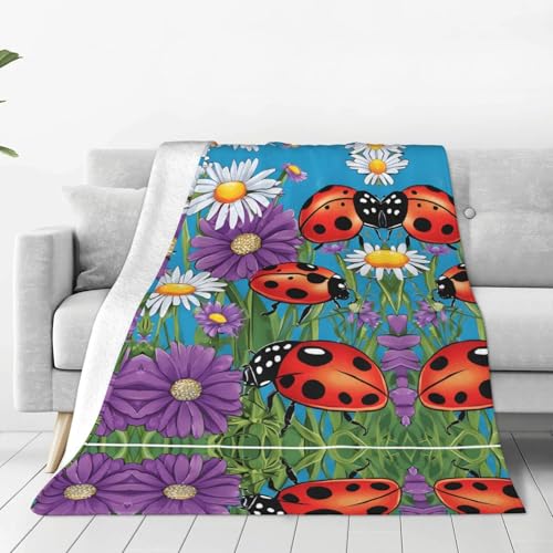ESASAM Die bunte Marienkäfer-Flanelldecke ist bequem, leicht, warm und langlebig, geeignet für Zuhause, Reisen und Camping ESASAM Die bunte Marienkäfer-Flanelldecke ist bequem, leicht, warm und langlebig, geeignet für Zuhause, Reisen und Camping von ESASAM