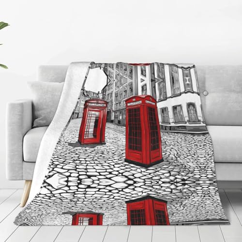ESASAM Die superweiche Flanelldecke in London-Telefonzelle ist bequem, leicht, warm und langlebig, geeignet für Zuhause, Reisen und Camping ESASAM Die superweiche Flanelldecke in London-Telefonzelle ist bequem, leicht, warm und langlebig, geeignet für Zuhause, Reisen und Camping von ESASAM