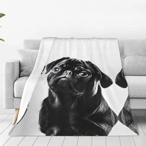 ESASAM Die superweiche Flanelldecke mit niedlichem Mops-Motiv ist bequem, leicht, warm und langlebig, geeignet für Zuhause, Reisen und Camping ESASAM Die superweiche Flanelldecke mit niedlichem Mops-Motiv ist bequem, leicht, warm und langlebig, geeignet für Zuhause, Reisen und Camping von ESASAM
