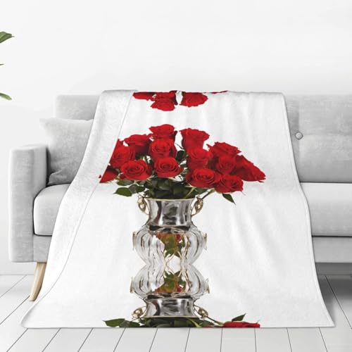 ESASAM Die superweiche Flanelldecke mit roten Rosen ist bequem, leicht, warm und langlebig, geeignet für Zuhause, Reisen und Camping ESASAM Die superweiche Flanelldecke mit roten Rosen ist bequem, leicht, warm und langlebig, geeignet für Zuhause, Reisen und Camping von ESASAM