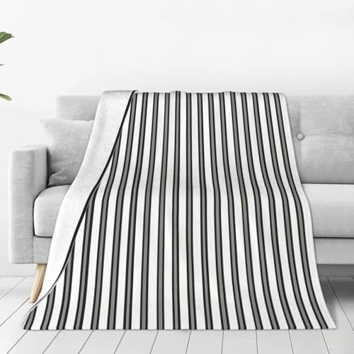 ESASAM Die superweiche Flanelldecke mit schwarz-weißen Streifen ist bequem, leicht, warm und langlebig, geeignet für Zuhause, Reisen und Camping von ESASAM