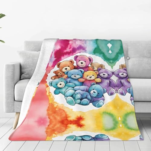 ESASAM Die superweiche Flanelldecke mit tanzendem Bär ist bequem, leicht, warm und langlebig, geeignet für Zuhause, Reisen und Camping von ESASAM