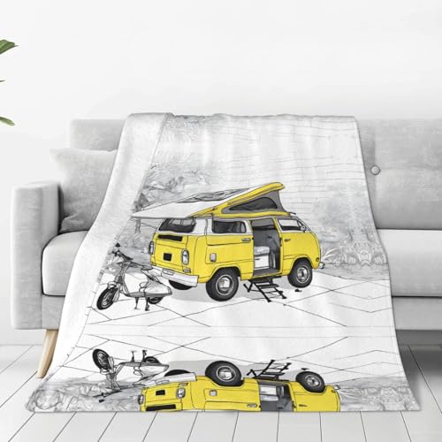 ESASAM Die superweiche Flanelldecke von Happy Campers ist bequem, leicht, warm und langlebig, geeignet für Zuhause, Reisen und Camping ESASAM Die superweiche Flanelldecke von Happy Campers ist bequem, leicht, warm und langlebig, geeignet für Zuhause, Reisen und Camping von ESASAM