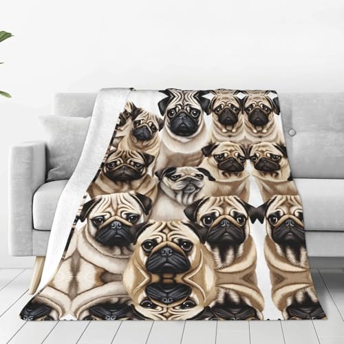 ESASAM Die superweiche Flanelldecke von Imagen De Pug ist bequem, leicht, warm und langlebig, geeignet für Zuhause, Reisen und Camping ESASAM Die superweiche Flanelldecke von Imagen De Pug ist bequem, leicht, warm und langlebig, geeignet für Zuhause, Reisen und Camping von ESASAM