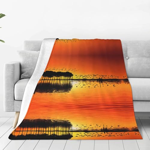 ESASAM Die superweiche Flanelldecke von Lake Guitar Reflection ist bequem, leicht, warm und langlebig, geeignet für Zuhause, Reisen und Camping ESASAM Die superweiche Flanelldecke von Lake Guitar Reflection ist bequem, leicht, warm und langlebig, geeignet für Zuhause, Reisen und Camping von ESASAM