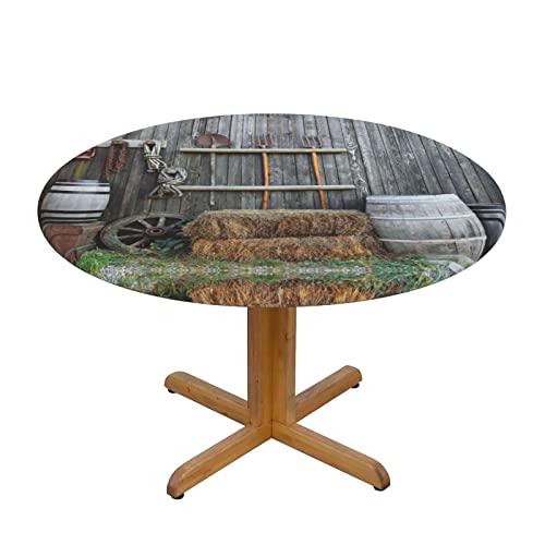 ESASAM Wasserdichte und schmutzabweisende Tischdecke aus Holz, elastisch, rund, lässt Ihren Tisch aussehen von ESASAM