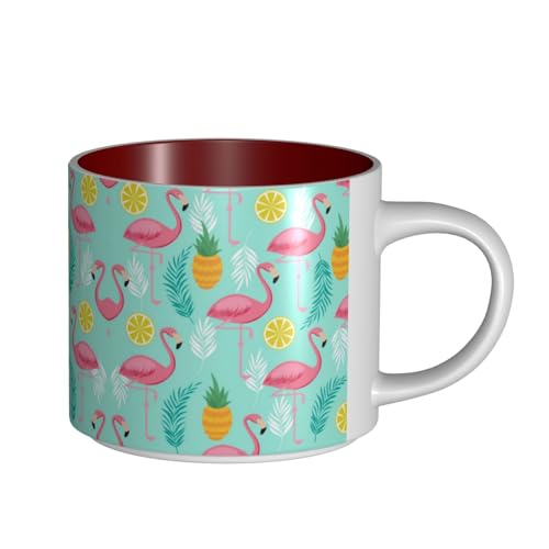 Flamingo Keramiktasse mit großem Fassungsvermögen, zarter Körper, dicker Körper, einfach und elegant von ESASAM
