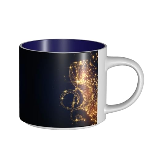 Goldene Musiknote mit gefallenem glänzendem Stern, große Kapazität, Keramikbecher, zarter Körper, dicker Körper, einfach und elegant Goldene Musiknote mit gefallenem glänzendem Stern, große Kapazität, Keramikbecher, zarter Körper, dicker Körper, einfach und elegant von ESASAM