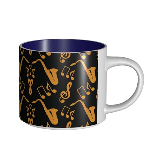 Keramiktasse mit Musiknoten, großes Fassungsvermögen, zarter Körper, dicker Körper, einfach und elegant von ESASAM