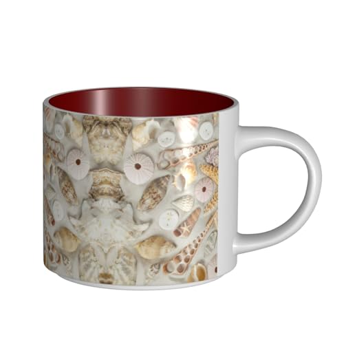 Keramiktasse mit Seestern-Muschelmotiv, großes Fassungsvermögen, zarter Körper, dicker Körper, einfach und elegant Keramiktasse mit Seestern-Muschelmotiv, großes Fassungsvermögen, zarter Körper, dicker Körper, einfach und elegant von ESASAM