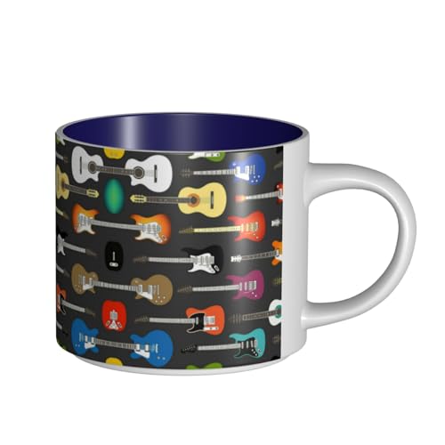 Keramiktasse mit farbiger Akustik und Gitarren, großes Fassungsvermögen, zarter Körper, dicker Körper, einfach und elegant von ESASAM