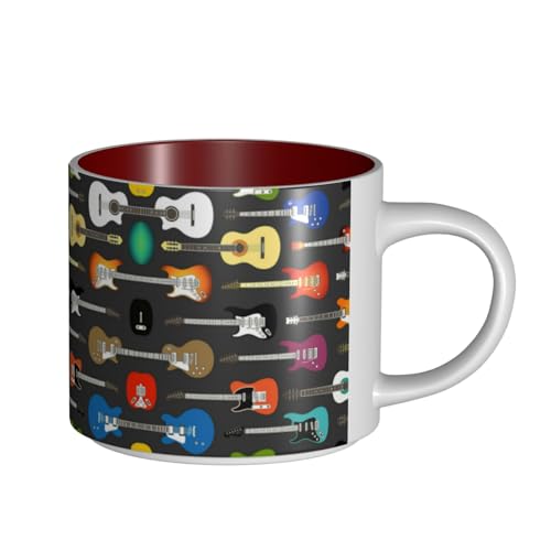 Keramiktasse mit farbiger Akustik und Gitarren, großes Fassungsvermögen, zarter Körper, dicker Körper, einfach und elegant von ESASAM