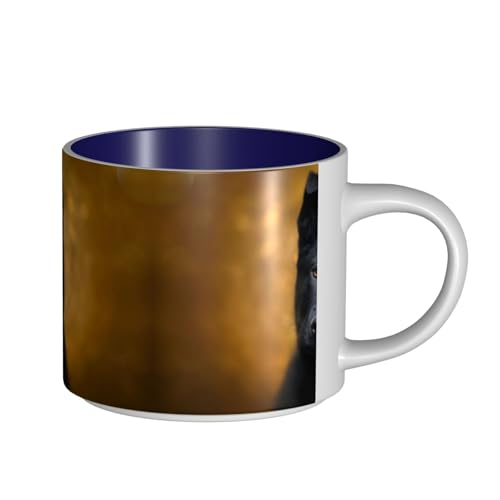 Keramiktasse mit großem Fassungsvermögen, schwarzer Schäferhund, zarter Körper, dicker Körper, einfach und elegant von ESASAM