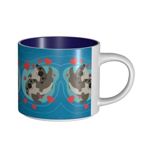 Keramiktasse mit niedlichem Otter-Design, großer Fassungsvermögen, zarter Körper, dicker Körper, einfach und elegant von ESASAM