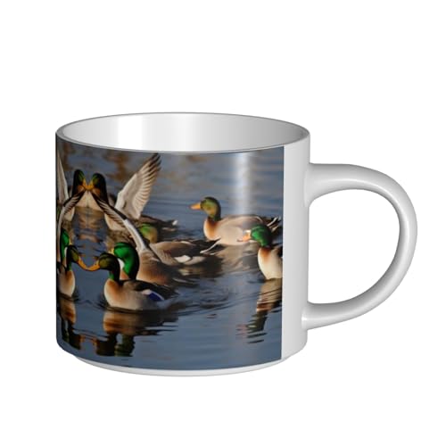 Mallard Ducks Keramiktasse mit großem Fassungsvermögen, zarter Körper, dicker Körper, einfach und elegant von ESASAM