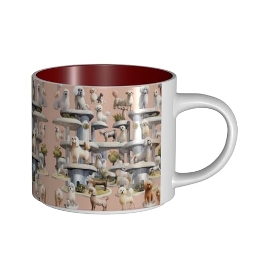 Oodles of Poodles Keramiktasse mit großem Fassungsvermögen, zarter Körper, dicker Körper, einfach und elegant von ESASAM