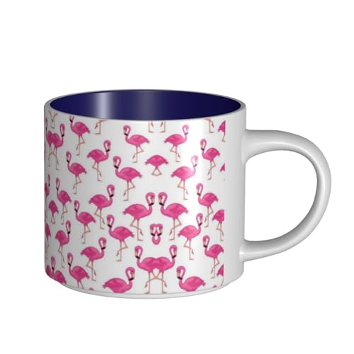 Pink Flamingo Keramiktasse mit großem Fassungsvermögen, zarter Körper, dicker Körper, einfach und elegant von ESASAM