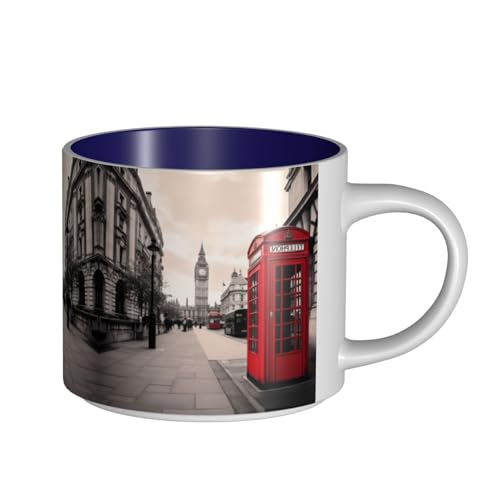 Red Phone Booth London Street Keramiktasse mit großem Fassungsvermögen, zarter Körper, dicker Körper, einfach und elegant von ESASAM