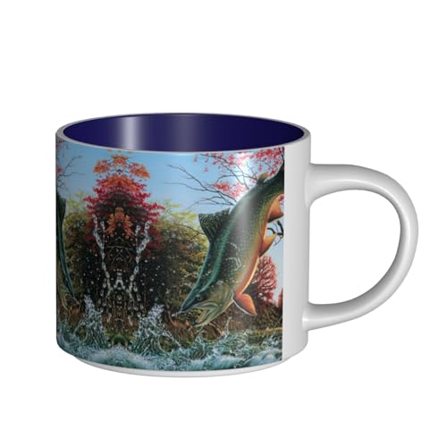 Saflor-Keramiktasse mit fliegendem Fisch, großes Fassungsvermögen, zarter Körper, dicker Körper, einfach und elegant Saflor-Keramiktasse mit fliegendem Fisch, großes Fassungsvermögen, zarter Körper, dicker Körper, einfach und elegant von ESASAM