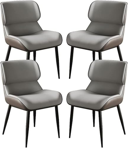 ESBANT Küche Esszimmermöbel Stühle Esszimmerstühle 4er Set Küchenstühle aus Mikrofaser-Leder Ergonomie Sitz Feste Stuhlbeine aus Kohlenstoffstahl (Color : Dark Grey) von ESBANT