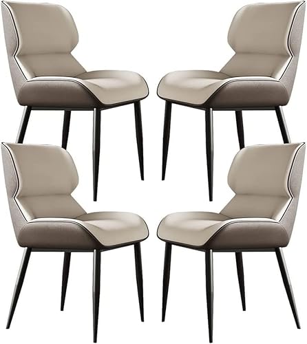ESBANT Küche Esszimmermöbel Stühle Esszimmerstühle 4er-Set Küchenstühle aus Mikrofaser-Leder Ergonomie Sitzfeste Stuhlbeine aus Kohlenstoffstahl-Metall (Color : Light Grey) von ESBANT