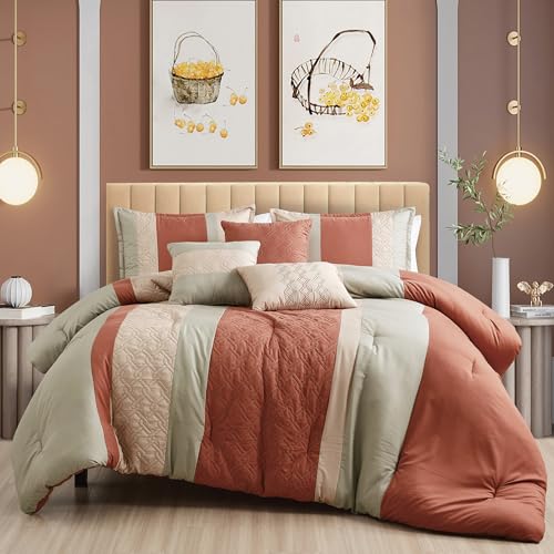ESCA Orange Tröster-Set, 6-teilig, Terrakotta, Queen-Size-Größe von ESCA