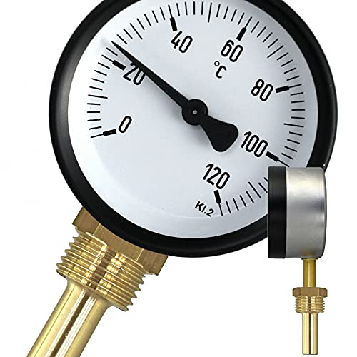 Kessel Ofen Speicher Radial Thermometer Rund Einschraub 1/2" Tauchhülse 120°C von ESCO
