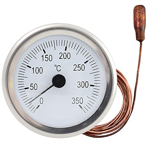 Thermometer Rund Einbauthermometer Fernthermometer 1,5m Fernfühler Ø52mm 350°C von ESCO