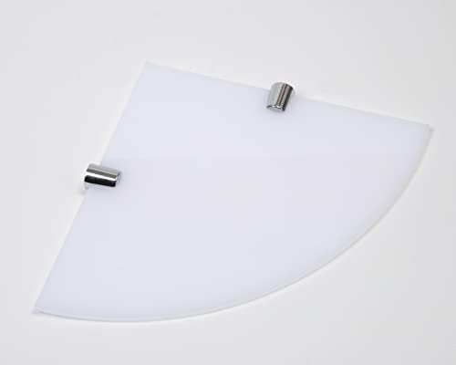 ESD Eckregal aus Acryl, mittelgroß, mit verchromten Befestigungsklammern, 240 mm, Weiß von ESD