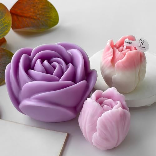Silikonform für Tulpen, Blumen, Pfingstrosen, Rose, Sukkulenten, Zylinderkerze und Kunstharz, Silikonformen für Heimdekoration und Kerzenherstellung, Wellenspiralform, 2 Stück von ESEDAGE