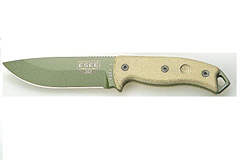 ESEE, Outdoormesser | Klingenlänge: 13.34 cm, Griff: Micarta, Model 5, Klinge: Grün beschichtet von ESEE