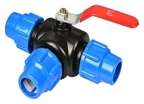 3-Wege-Kugelhahn-Schnittstellen, Dreiwege-Kugelhahn-Absperrventil, 25 mm/32 mm/40 mm/50 mm Wasserleitung Stahlkern 3-Wege-Kugelhahn-Schnellverbinder PVC-Kompressionsverbindung for Gartenbau(32mm) von ESESE