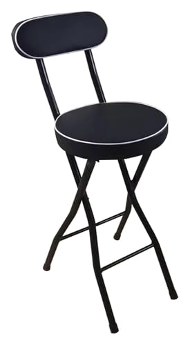 ESESE Tragbarer Hochstuhl, Klapphocker, gepolsterte Barhocker aus Metall, 100 kg Tragkraft, Thekenhöhe mit Rückenlehne und Fußstütze, ideal for Spielzimmer Büro(Black,55cm) von ESESE