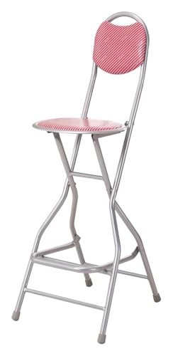 ESESE Tragbarer Hochstuhlsitz, 26" Klappbarer Barhocker mit Rückenlehne, tragbarer Stuhl Metallrahmen for Küche, Wohnzimmer und Stehtisch(Red) von ESESE