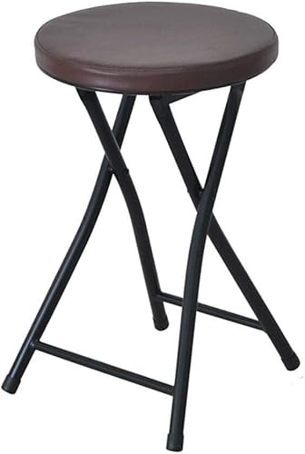ESESE Tragbarer Hochstuhlsitz, AIYE Gepolsterter Klapphochstuhl, Kompakter Runder Frühstücksbarhocker for Die Küche, Stilvolle Möbel(Brown,64cm) von ESESE