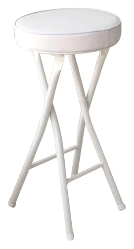 ESESE Tragbarer Hochstuhlsitz, AIYE Gepolsterter Klapphochstuhl, Kompakter Runder Frühstücksbarhocker for Die Küche, Stilvolle Möbel(White,49cm) von ESESE