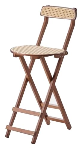 ESESE Tragbarer Hochstuhlsitz, klappbarer Barhocker aus Walnussholz mit Rückenlehne und Fußstütze, tragbarer Hochtischstuhl for Küchen Gärten(Brown,100CM) von ESESE