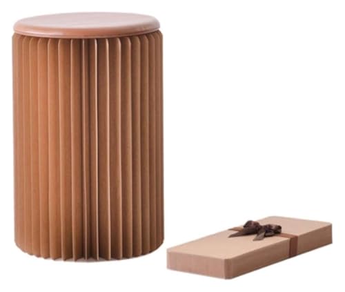 ESESE Tragbarer Hochstuhlsitz, sechseckiger, klappbarer Kraftpapierhocker, 300 kg Tragkraft, rotes Wabendesign – for das Wohnzimmer und eine stilvolle Möbellösung(Brown) von ESESE