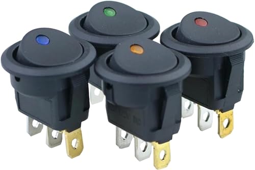 Ein/Aus Mini-Boot-Wippschalter, 1 Stück Auto 12 V 3-poliger runder Punkt Boot LED-Licht-Umschalter SPST Ein/Aus(Blue My) von ESESE