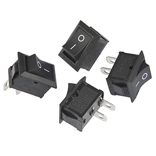 Ein/Aus-Mini-Boots-Wippschalter, 10 Stück EIN-Aus KCD1 15 x 21 Millimeter 2-poliger Unterbrechertyp 6 A 250 V 10 A 125 V 15 x 21 Schwarzer Netzschalter von ESESE