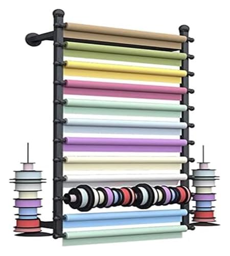 Lintrol Display Ständer, Lintrack, Bandpackpapier Organizer an der Wand, 12-lagig multifunktional für Handwerk Workshops und Blumenladen Lager(Black,80cm/31.5in wide) von ESESE
